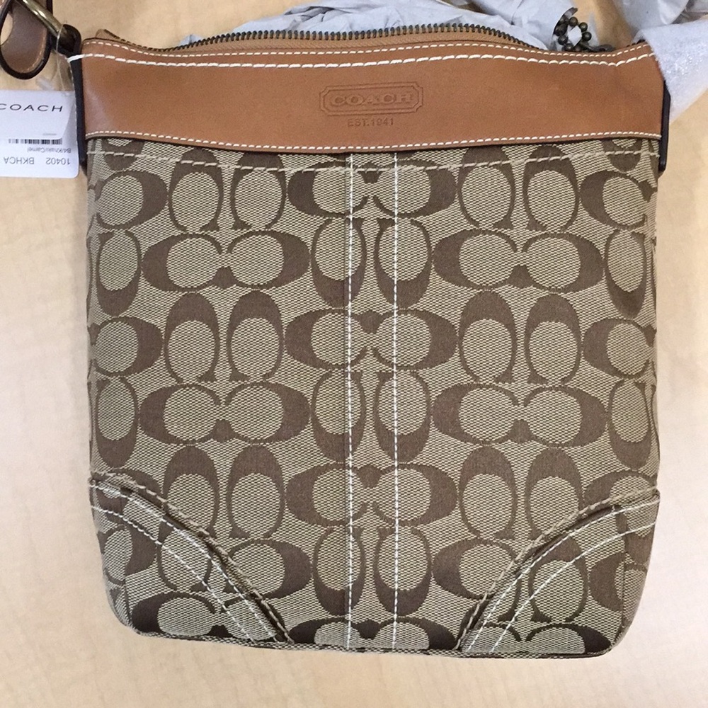 NWT Authentic Coach monogrammed purse in camel